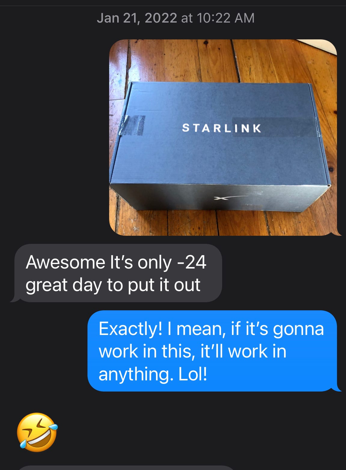 text showing starlink box and dialogue