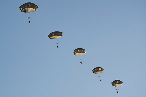 Soldiers assigned to the 2nd Infantry Brigade Combat Team (Airborne), 11th Airborne Division, also known as "Arctic Angels," recently conducted jumps from a Marine Corps KC-130J Super Hercules during airborne operations at Joint Base Elmendorf-Richardson, Alaska.