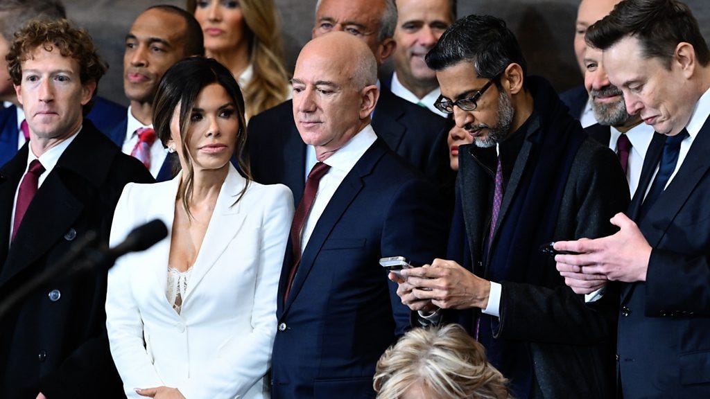 Tech billionaires Bezos and Zuckerberg attend Trump inauguration