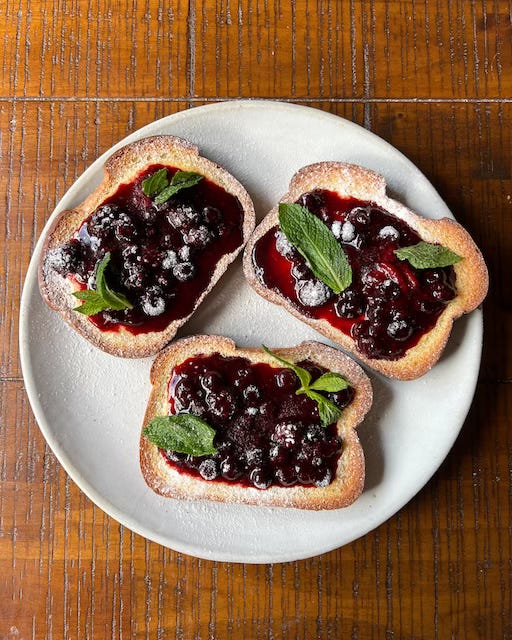 Cinnamon Custard Toasts with Mixed Berry Compote
