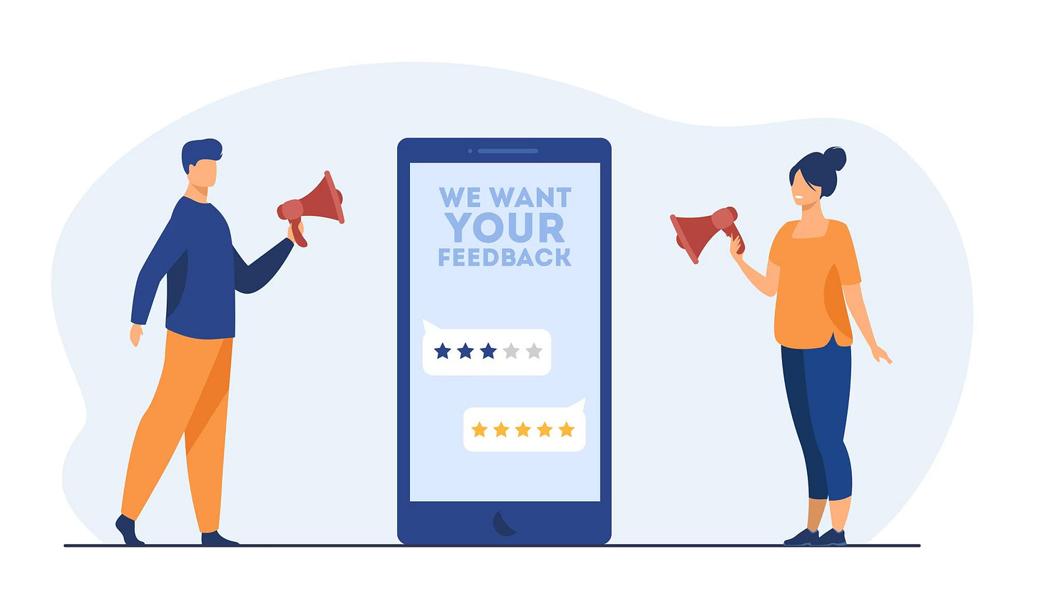 We want your feedback graphic We want your feedback graphic