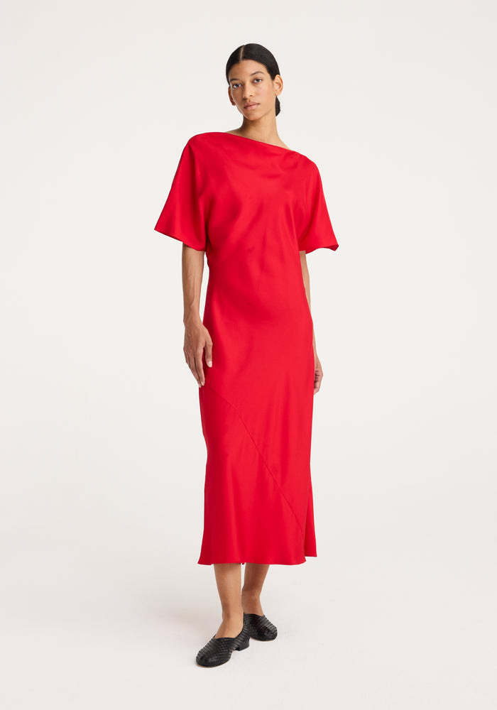 Fluid silk dress | red