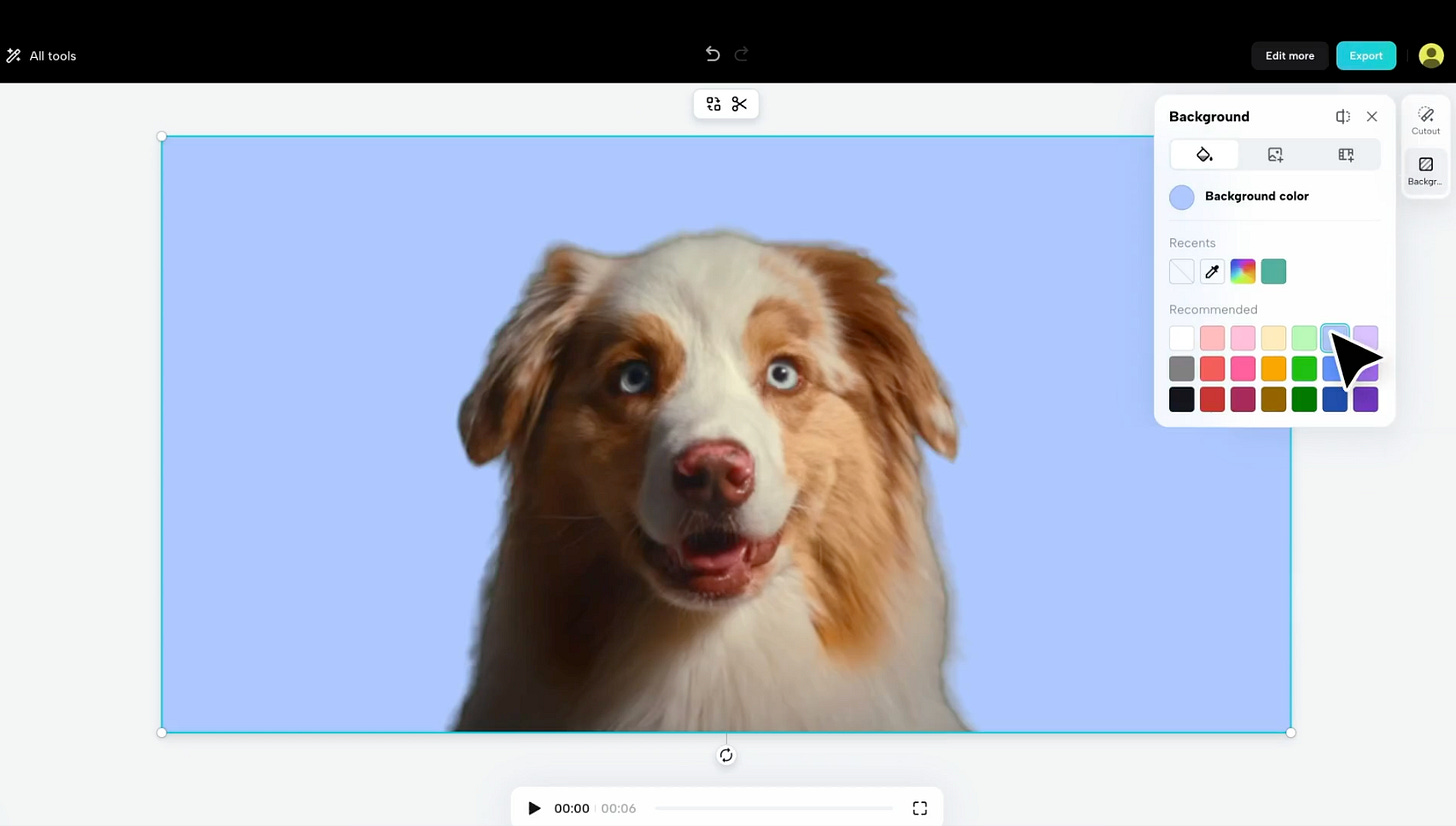 Select an appealing background color for the video