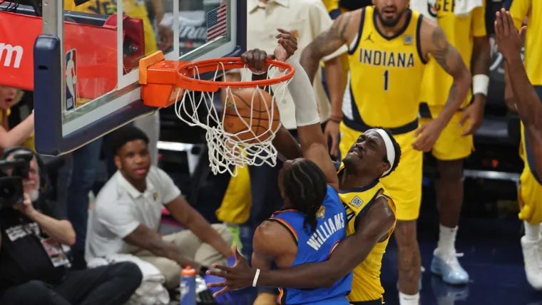 Pascal Siakam dunk: Pacers star throws down poster slam over Thunder's Jalen Williams in NBA Finals Game 6 image