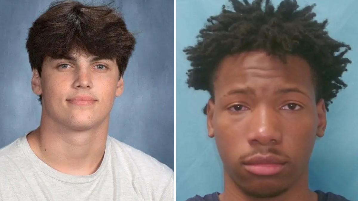 Austin Metcalf (left) was allegedly stabbed to death by Karmelo Anthony (right).