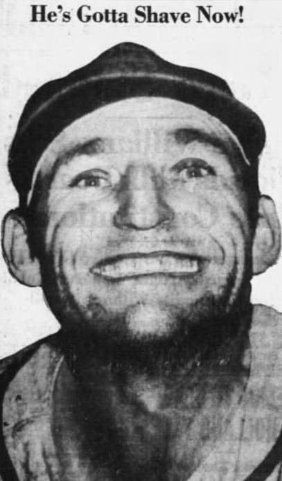 Pepper Martin shows off his lucky beard.