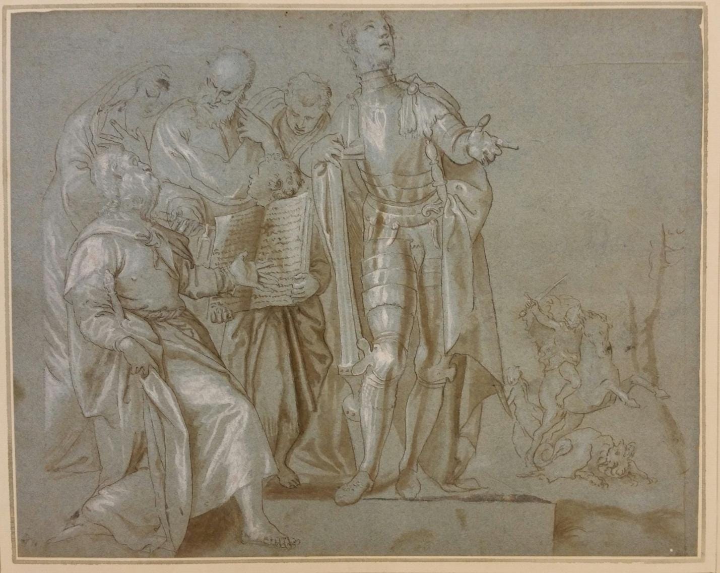 A drawing of a group of men

Description automatically generated