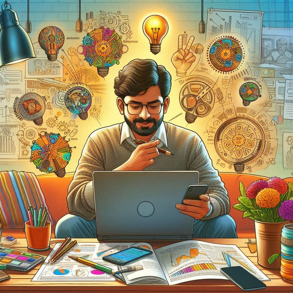 Image made on Copilot AI using the prompt, “A business owner based out of Orissa, India who is working on idea number 24 because the first 23 iterations of business ideas didn't outperform, and the entrepreneur is focused on improving the product offering with every iteration”