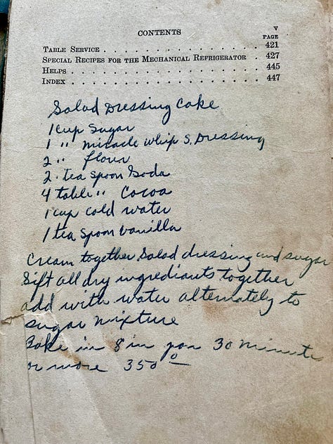 Images of an old cookbook and and handwritten recipes