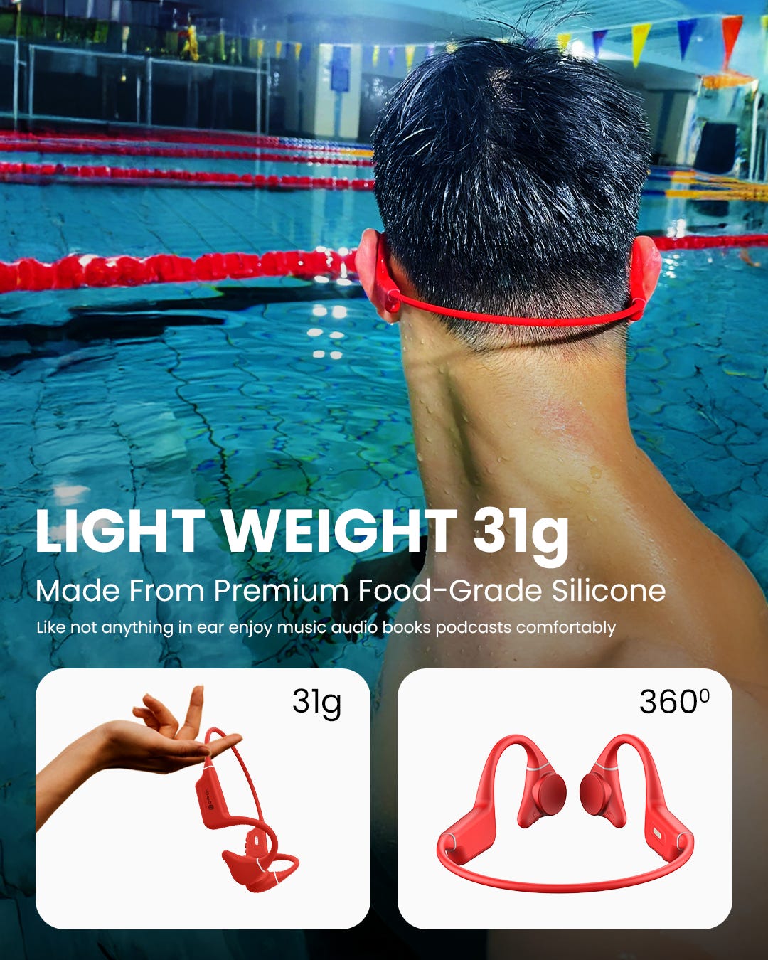 drip-fly light weight waterproof bone conduction headphones