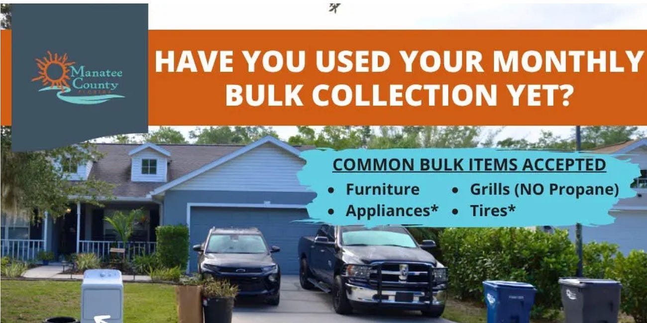 Manatee County Offers Free Monthly Bulk Item Collection for Residential Customers