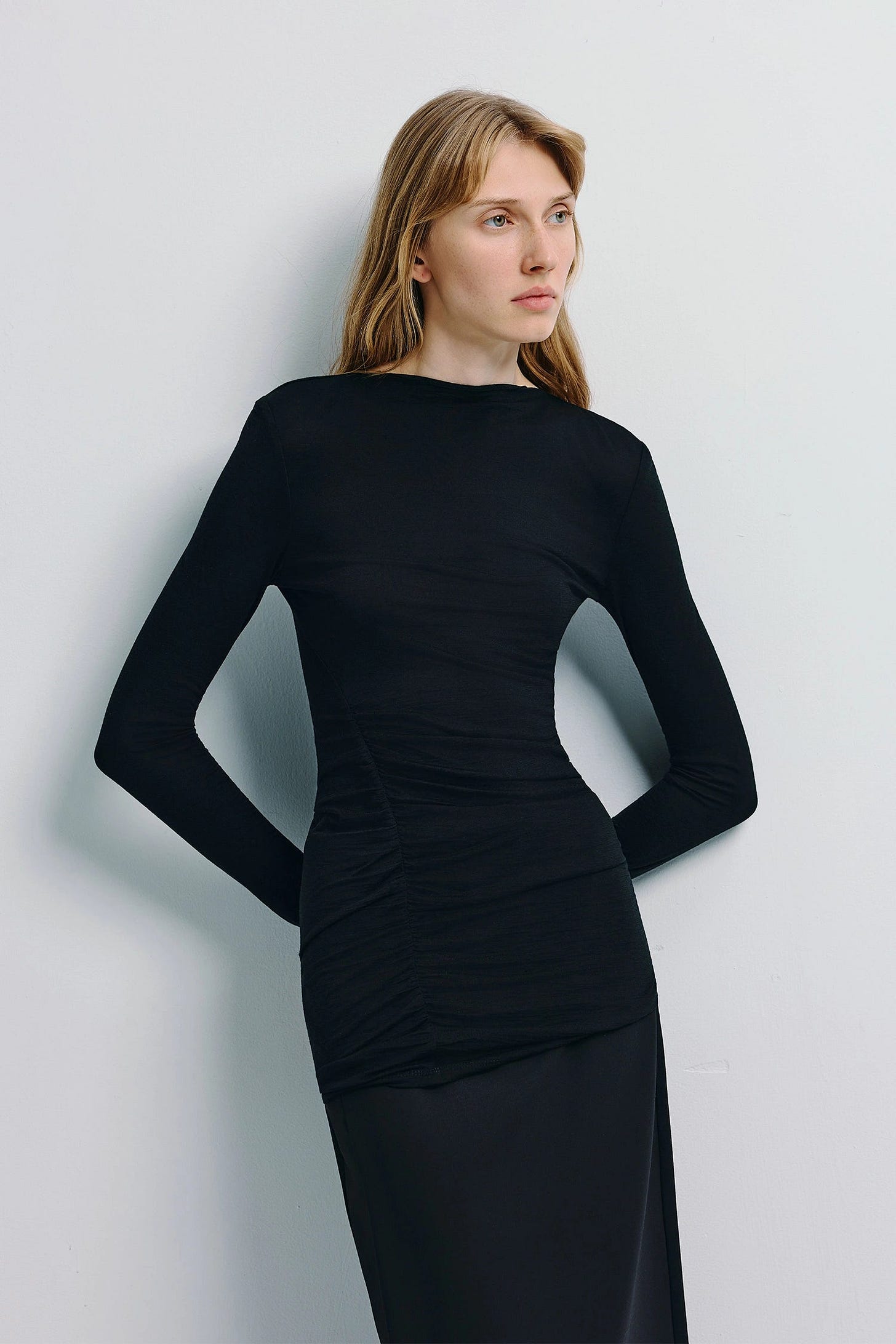 Wren FIne Knit Boatneck Top Black