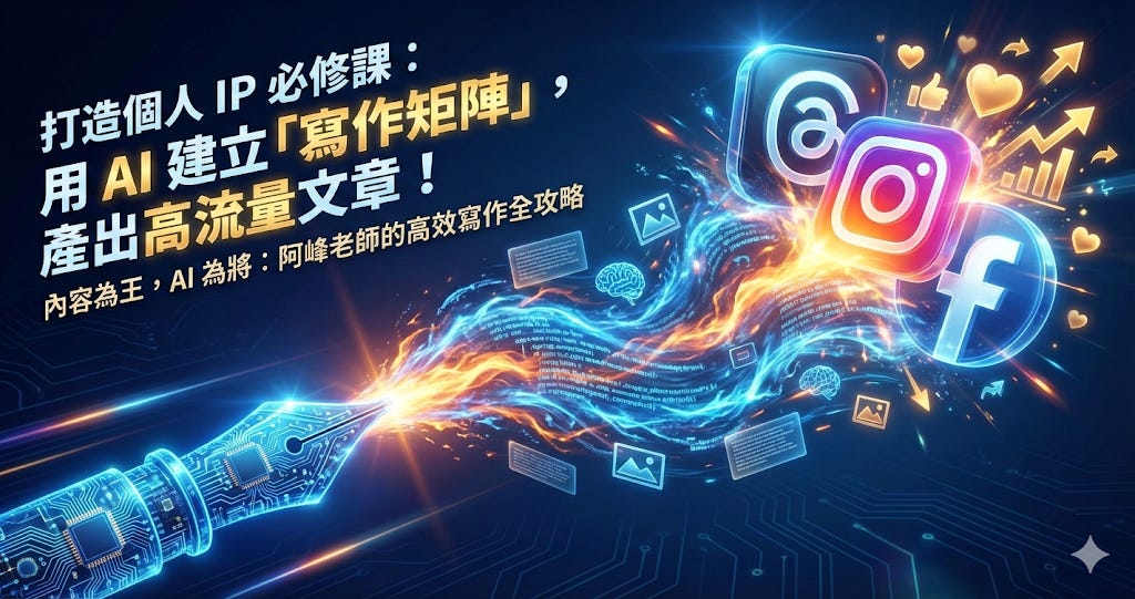內容為王,AI 為將:阿峰老師的個人 IP 高效寫作術 內容為王,AI 為將:阿峰老師的個人 IP 高效寫作術