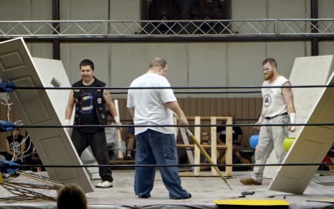 [Screenshot: McCulley, Donnie, Nelms in ring]