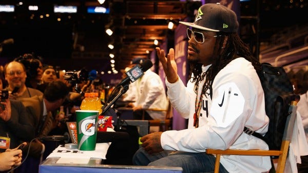 marshawn lynch beast mode showed up for super bowl week 2015 marshawn lynch beast mode showed up for super bowl week 2015