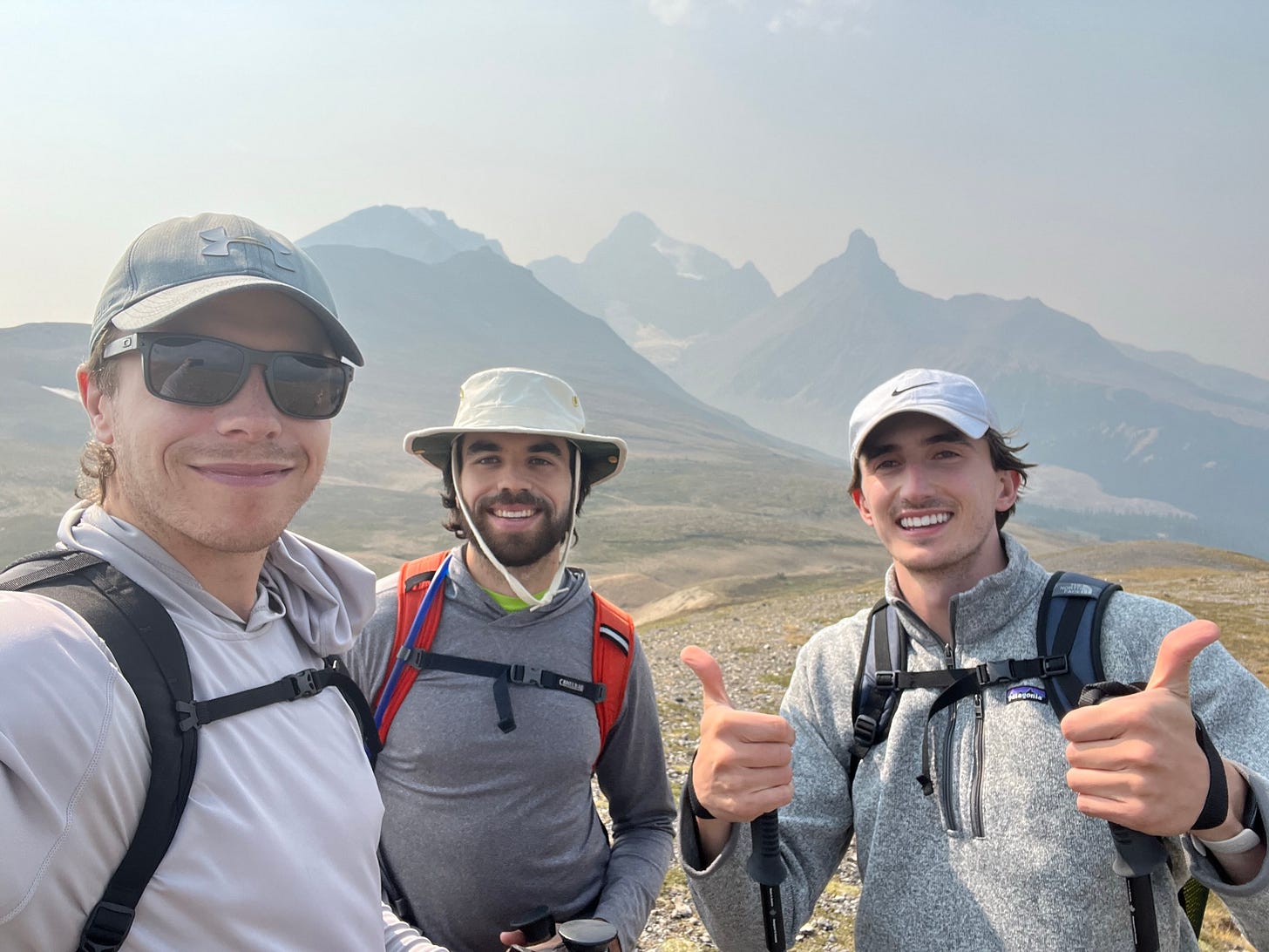 Hiking Parker Ridge Trail in the Canadian Rockies. August 2023. Hiking Parker Ridge Trail in the Canadian Rockies. August 2023.