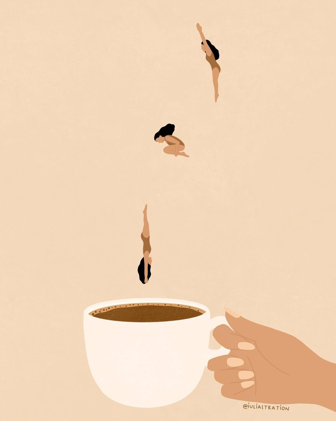 An Instagram  post added by jente.mellemans on Nov 24, 2024. The author is @iuliastration. May present: bird, coffee.