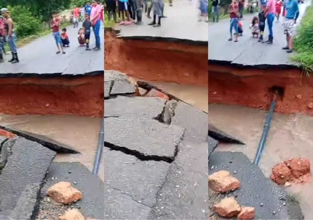Se desplomó carretera en Yaracuy por las fuertes lluvias