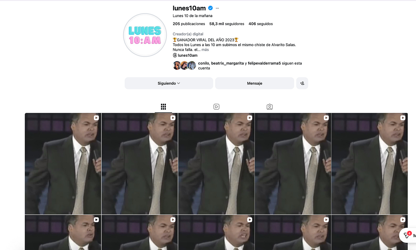 Lunes 10 AM en Instagram.