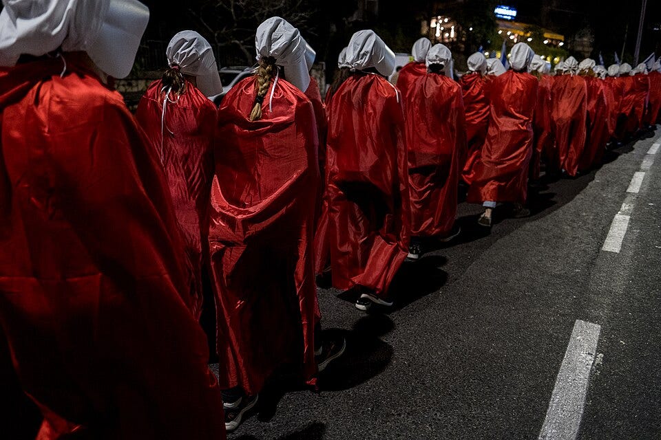 File:Demonstration against the judicial reforms in Haifa, women dressed in the clothes of a Handmaid from the series The Handmaid's Tale March 11, 2023 (3).jpg File:Demonstration against the judicial reforms in Haifa, women dressed in the clothes of a Handmaid from the series The Handmaid's Tale March 11, 2023 (3).jpg