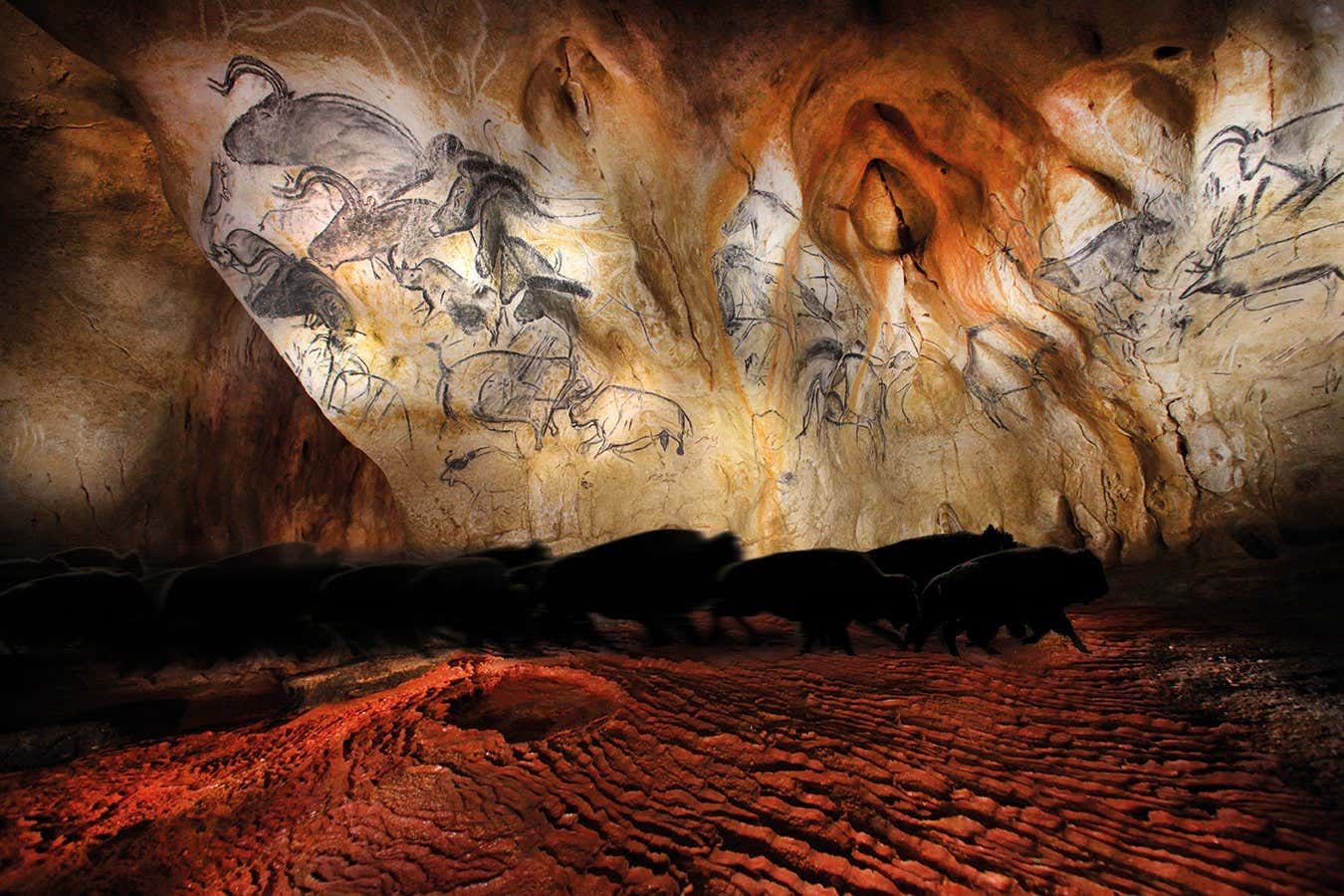 A cave showing ancient rock art A cave showing ancient rock art