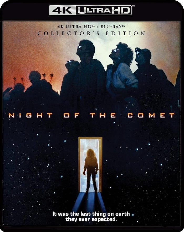 4K UHD Blu-ray packaging for Night of the Comet (1984) – Shout! Studios Collector’s Edition with tagline: “It was the last thing on earth they ever expected.”