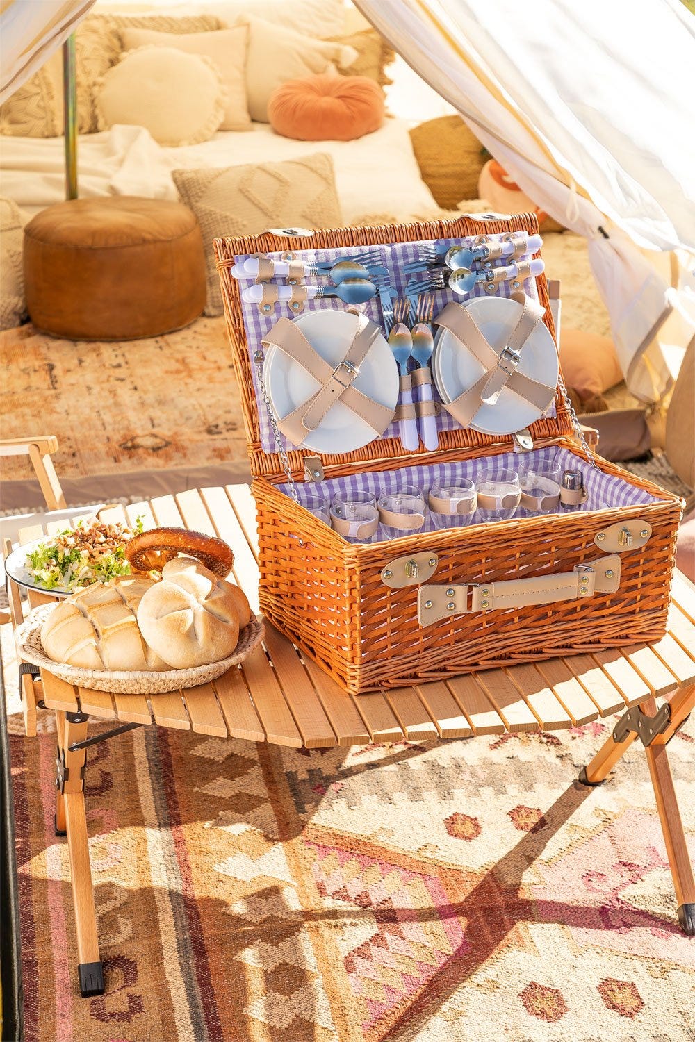 Cesta de Picnic en Mimbre Kalani, imagen de galería 1