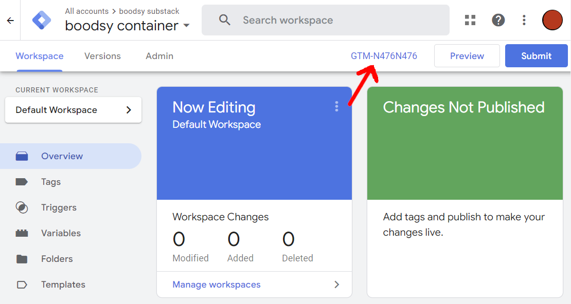 Tag Manager Container ID