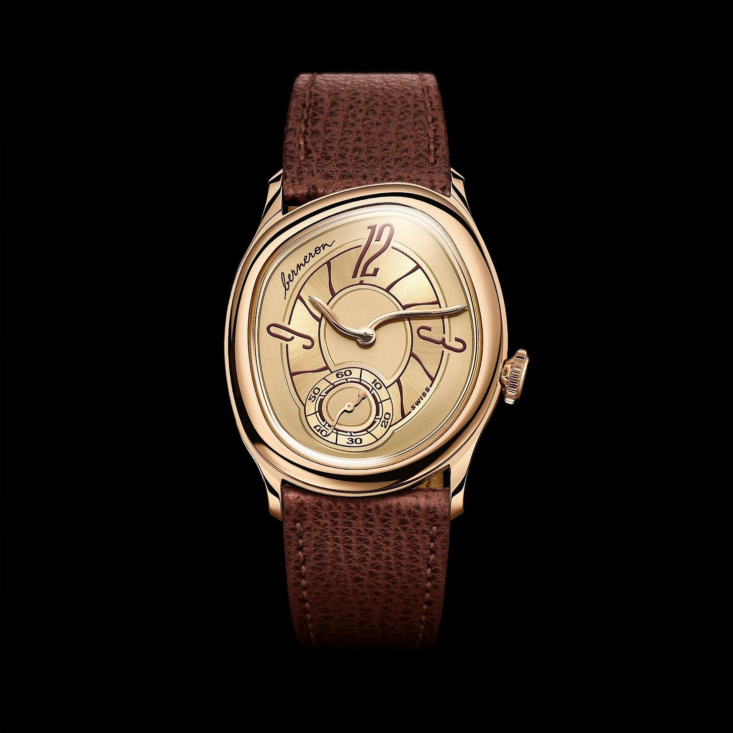 Asymmetrical gold-cased watch with a 72-hour power reserve, showcasing bold design and hand-finished craftsmanship, limited to 12 pieces annually