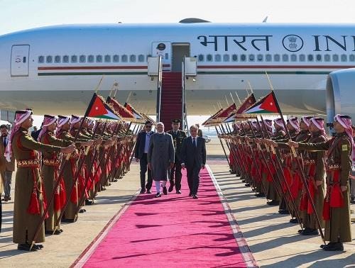 Modi arrives in Jordan on two-day visit