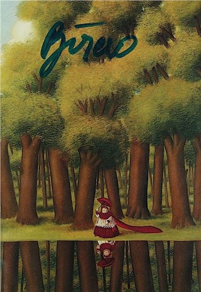 Artwork by Fernando Botero, Spaziergang am See, Made of Multiple (Kunstpostkarte in Farboffset)