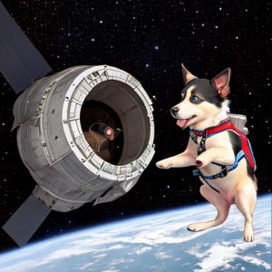 Space Dog and a Satellite Space Dog and a Satellite