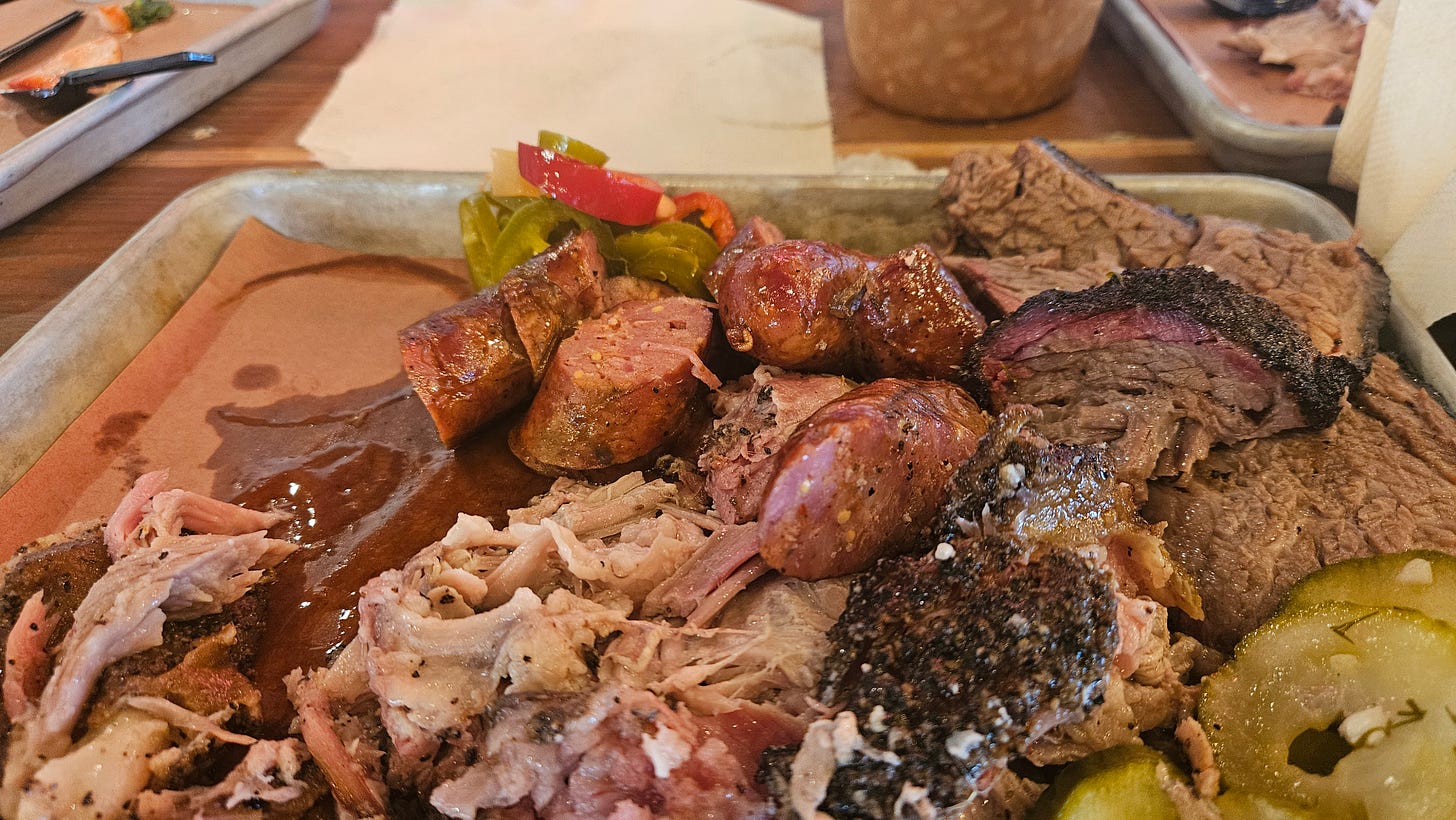 Truth BBQ platter with brisket in Houston Texas