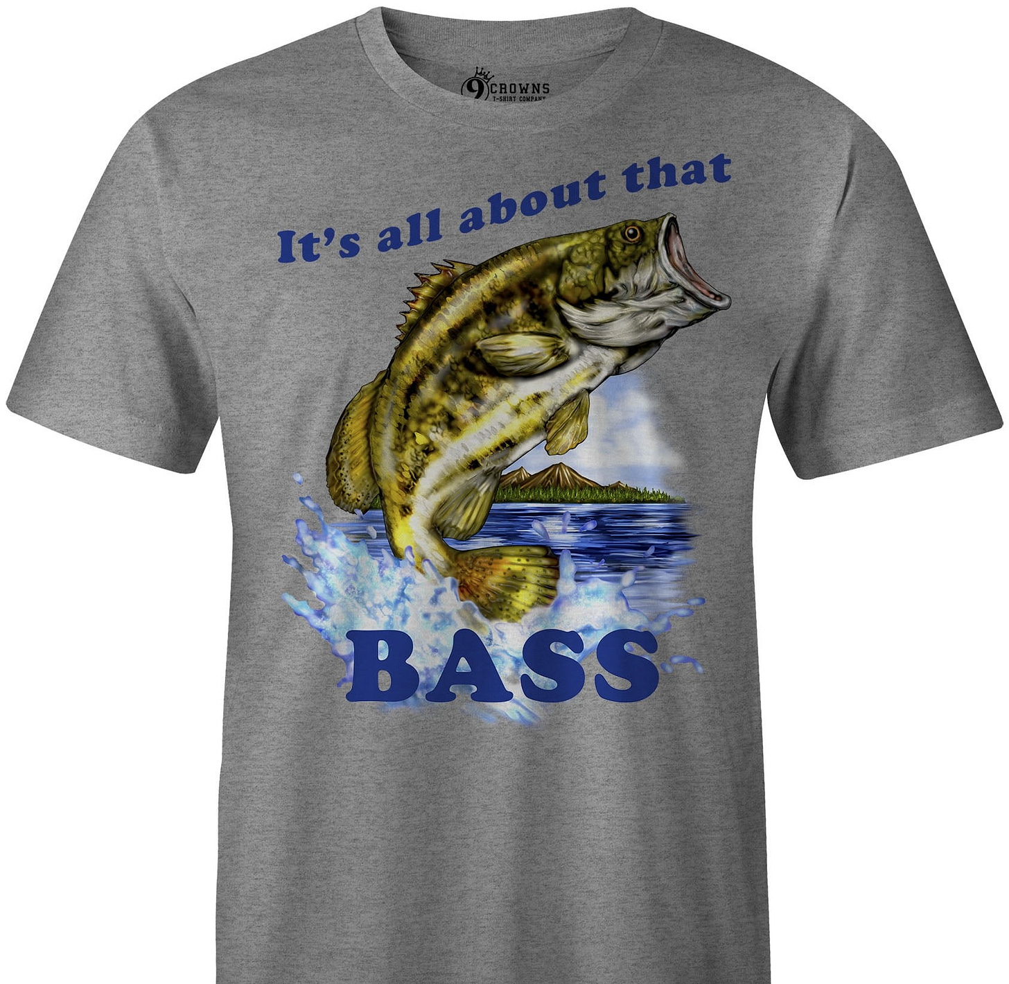 9 Crowns, Men's Funny Fishing T-Shirt, Heather Gray, Cotton Blend, X-Large  - Walmart.com