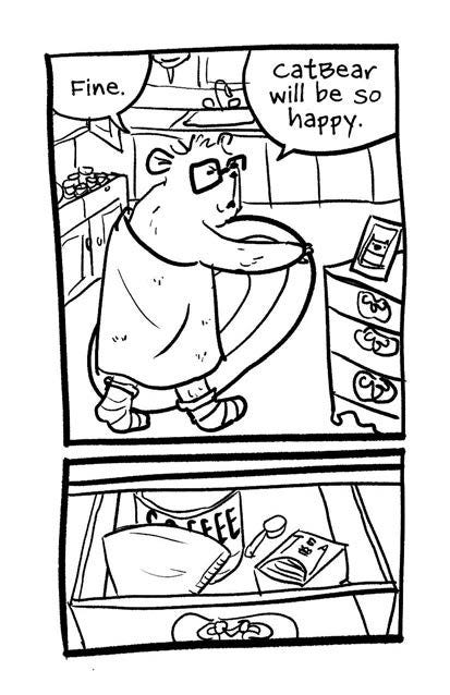 comic about a bear coming out of the shower ready to relax when he discovers he has no tea.