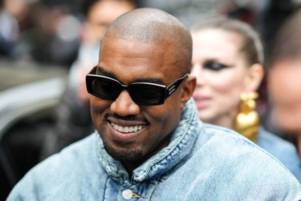 Ye is seen, outside Kenzo, during Paris Fashion Week - Menswear F/W 2022-2023, on January 23, 2022 in Paris, France.