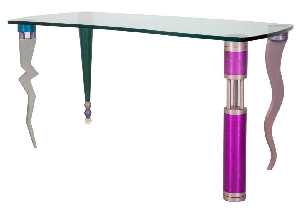 ikons Postmodern Glass-Topped Desk