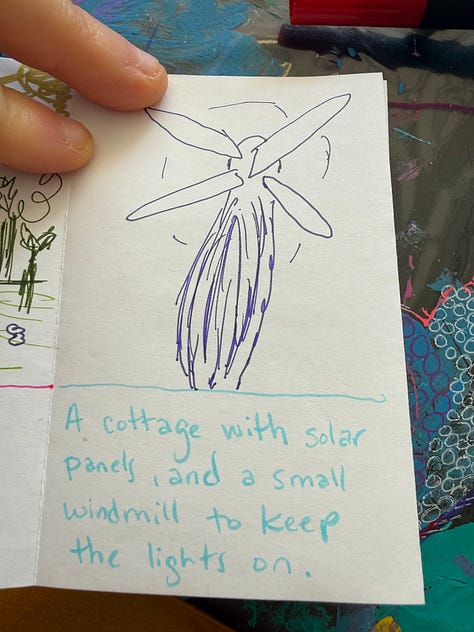 a tiny book about a tiny house in the woods and a picture of my tea