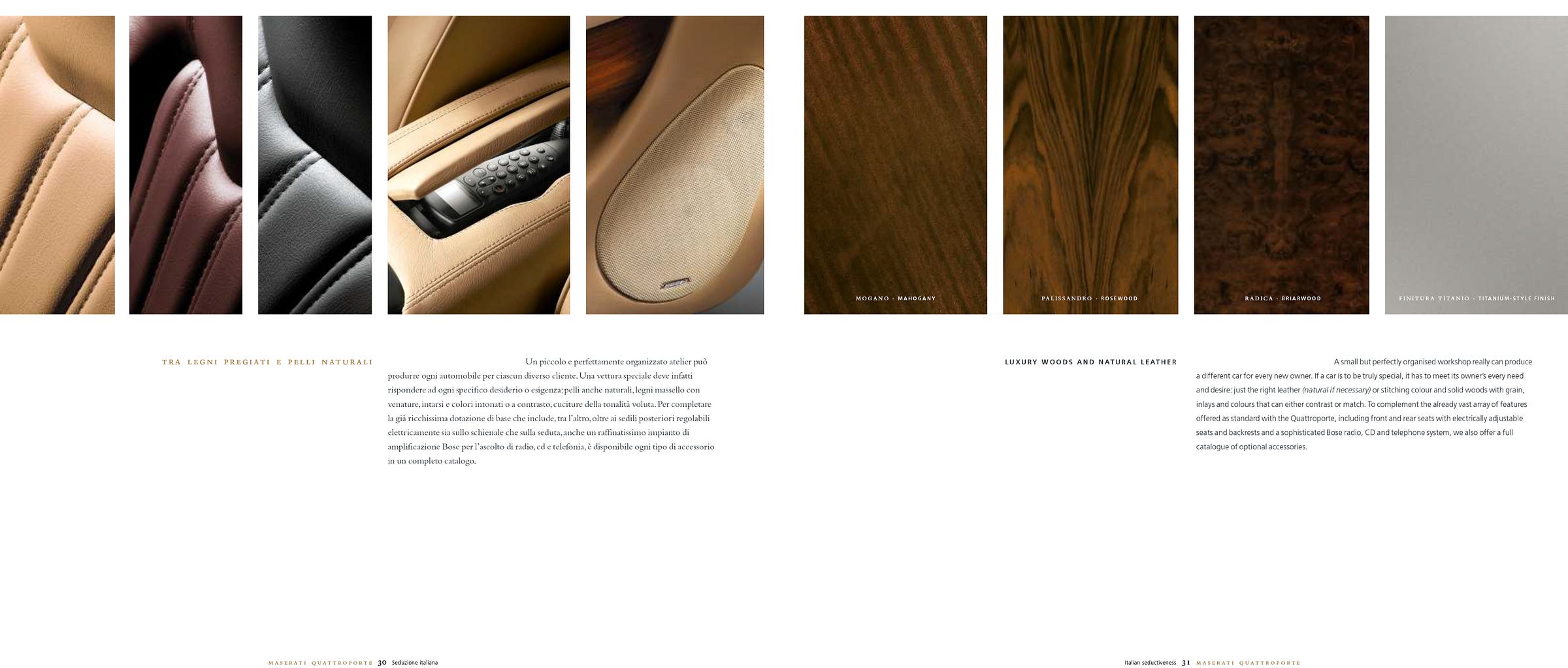 Maserati Quattroporte 2003 Brochure interior materials Maserati Quattroporte 2003 Brochure interior materials