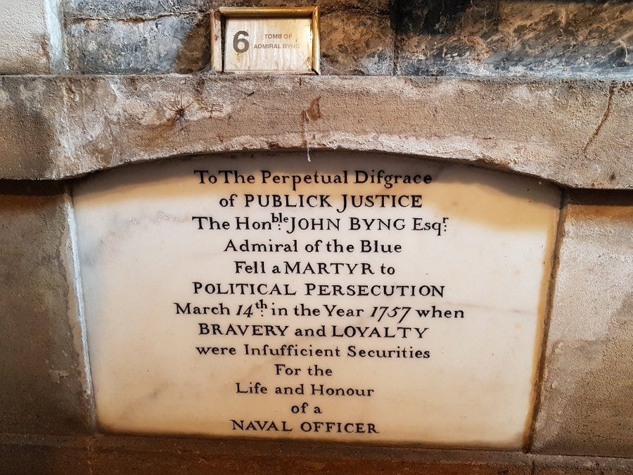 Military History Now on Twitter: "Today in 1757, Admiral John Byng is  executed on the deck of his own flagship for failing to do his 'utmost' in  battle against the French. "It