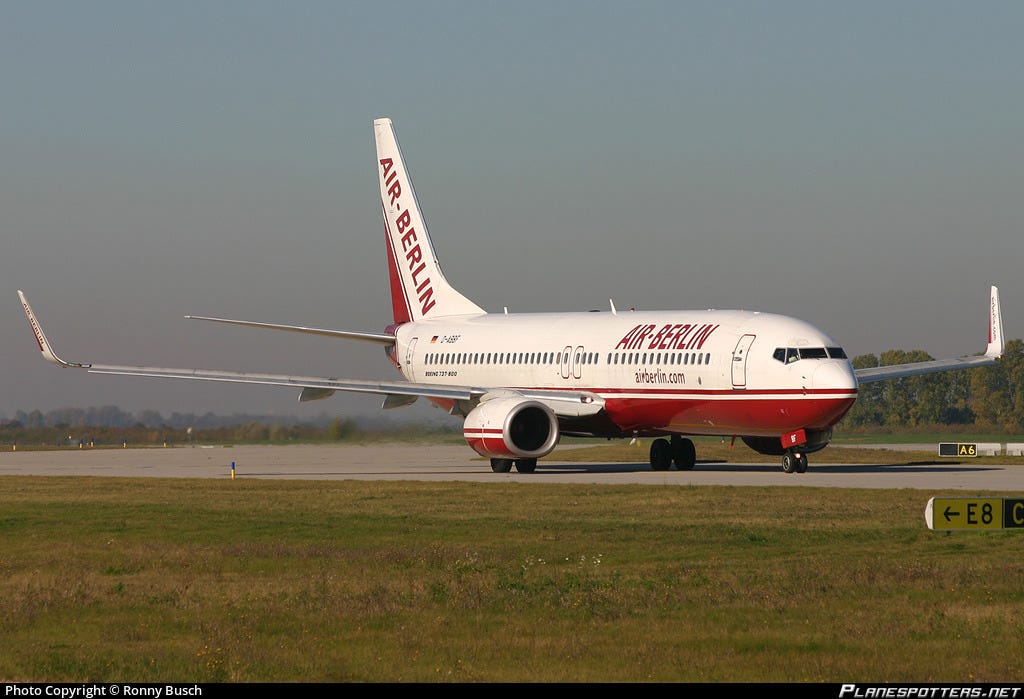 D-ABBF Air Berlin Boeing 737-86J(WL) photographed at Leipzig / Halle (LEJ / EDDP) by Ronny Busch