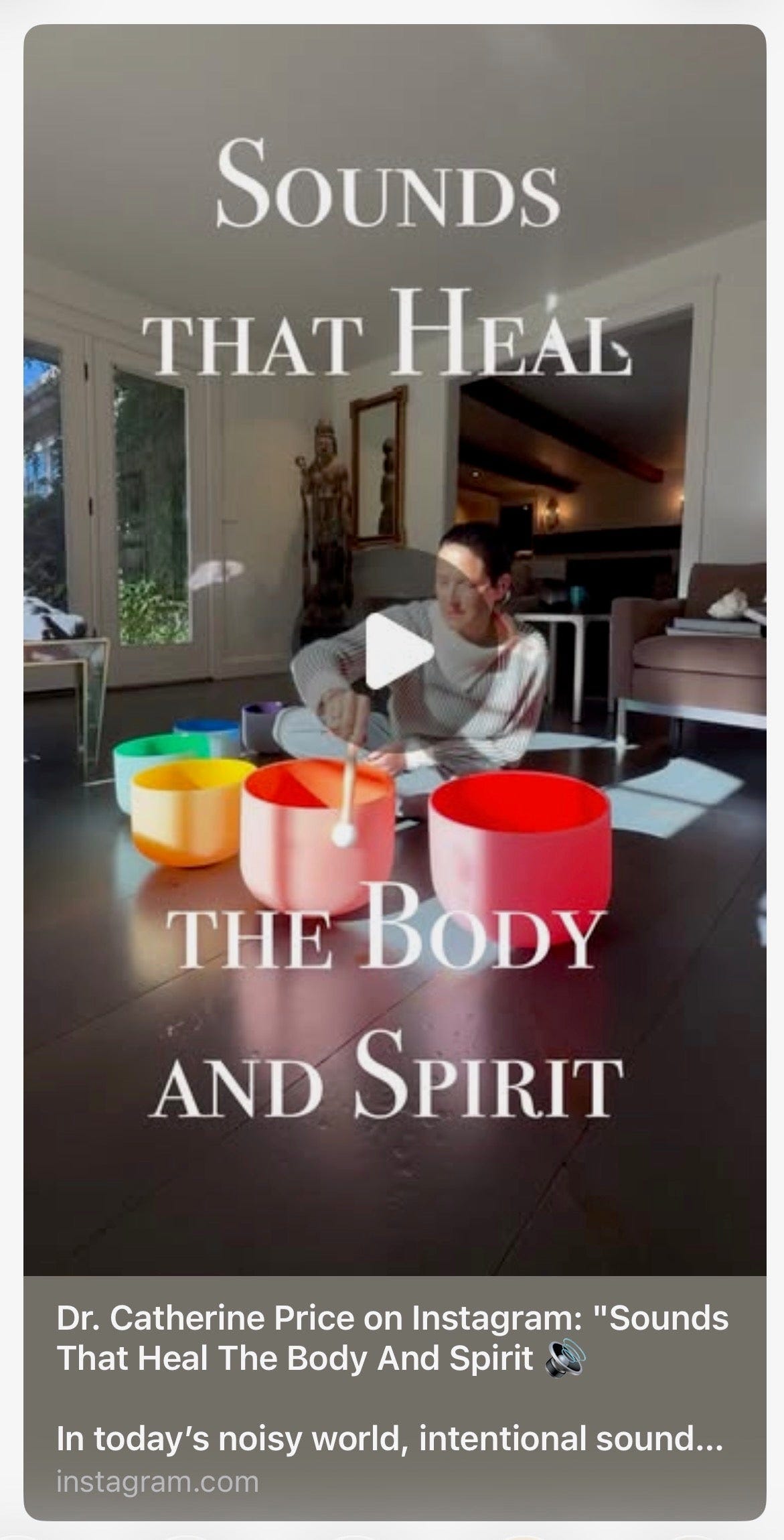 sound that heals reel with Dr. Catherine playing sound bowls