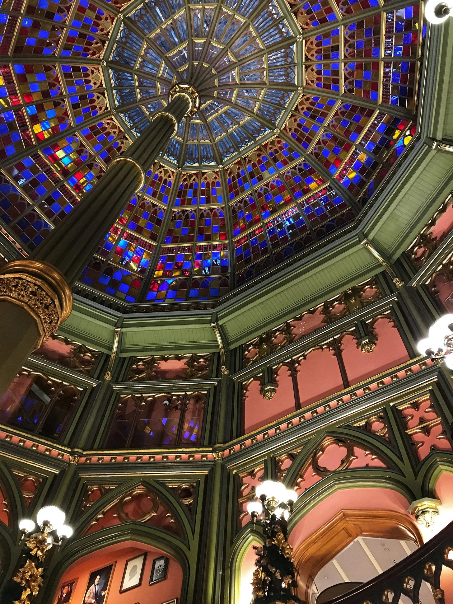 Magnificent stained glass dome and art deco staircase and railings at Baton Rouge’s Old State Capitol 