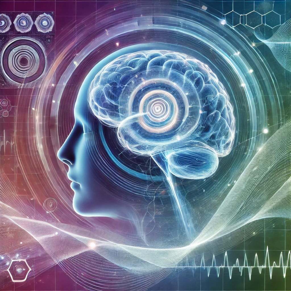 A futuristic, medical-themed illustration showing the potential applications of magnetic fields in medicine and neuroscience. Depict a human brain surrounded by gentle, swirling magnetic field lines, symbolizing magnetic modulation and cognitive enhancement. Include elements like MRI scans or diagnostic tools subtly in the background to represent advanced diagnostics. Use calming colors like blues, purples, and hints of green to create a serene, visionary feel that conveys both scientific innovation and mental wellness. A futuristic, medical-themed illustration showing the potential applications of magnetic fields in medicine and neuroscience. Depict a human brain surrounded by gentle, swirling magnetic field lines, symbolizing magnetic modulation and cognitive enhancement. Include elements like MRI scans or diagnostic tools subtly in the background to represent advanced diagnostics. Use calming colors like blues, purples, and hints of green to create a serene, visionary feel that conveys both scientific innovation and mental wellness.