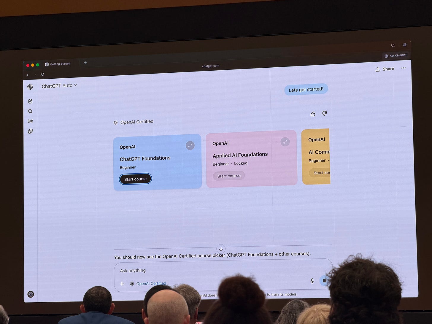 Image of OpenAI's certification courses hosted through ChatGPT