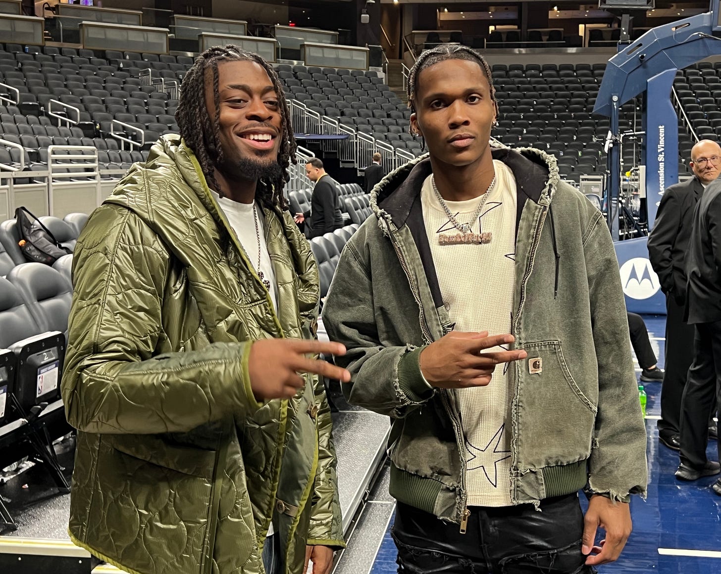OKC's Lu Dort with Pacers rookie Bennedict Mathurin. OKC's Lu Dort with Pacers rookie Bennedict Mathurin.