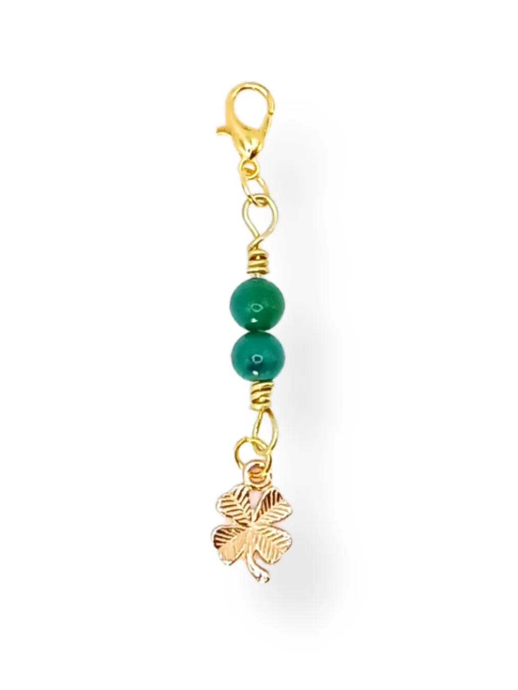 Lucky Clover Notebook Charm | Chrysocolla, Gold-Tone | Stitch Marker | Zipper Pull product image (1) Lucky Clover Notebook Charm | Chrysocolla, Gold-Tone | Stitch Marker | Zipper Pull product image (1)