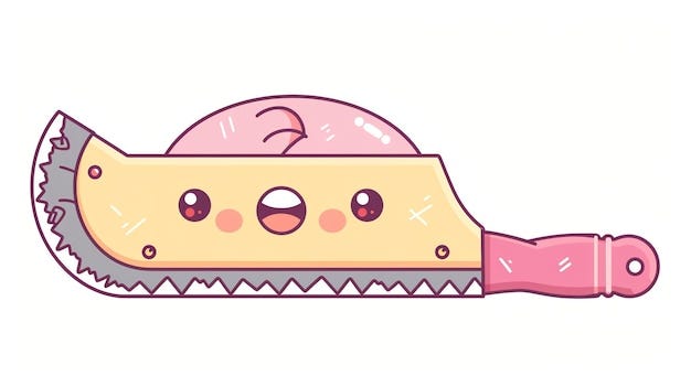 Cute cartoon cloud smiling behind a knife | Premium AI-generated image