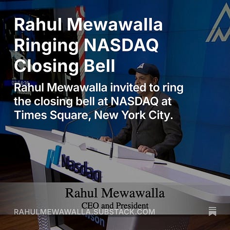 Rahul Mewawalla Ringing NASDAQ Closing Bell