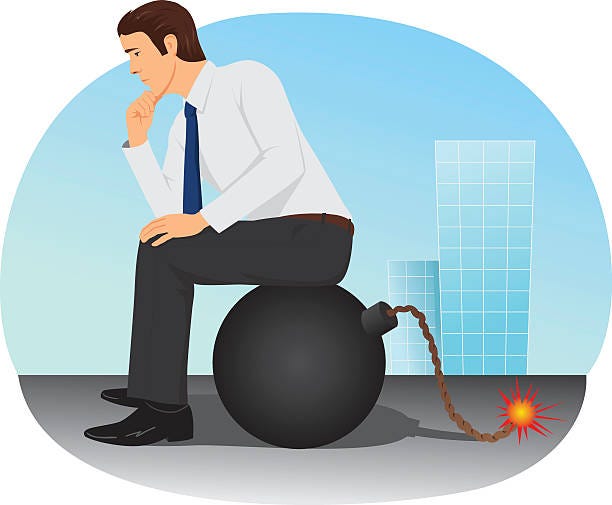 bildbanksillustrationer, clip art samt tecknat material och ikoner med businessman on a bomb - suicide bomber